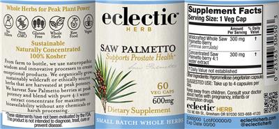 Saw Palmetto 600 mg label