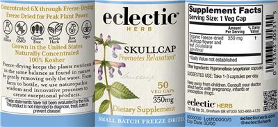 Skullcap 350 mg label