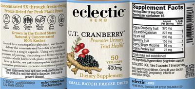 U.T. Cranberry 400 mg label