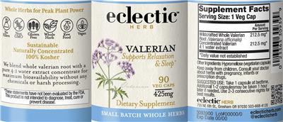 Valerian 425 mg label