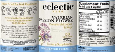 Valerian Passion Flower 250 mg label