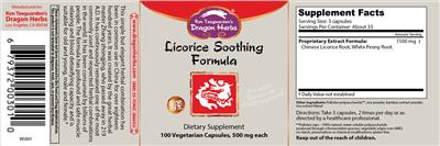 Licorice Soothing Formula label