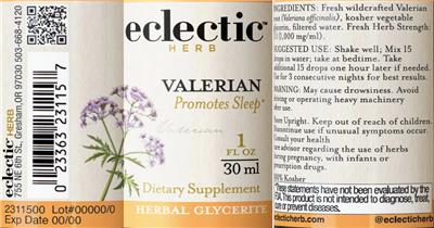 Valerian Glycerite label