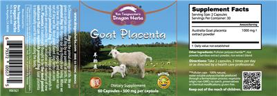 Goat Placenta 500 mg label
