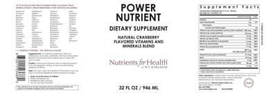 Power Nutrient Natural Cranberry label