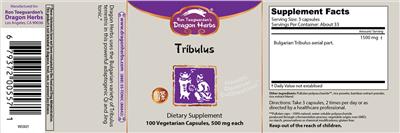 Tribulus 500 mg label