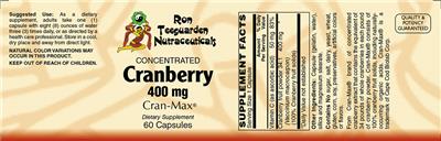 Concentrated Cranberry 400 mg label