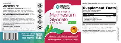 Magnesium Glycinate Complex 420 mg label