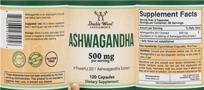 Ashwagandha 500 mg label