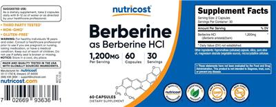 Berberine 1,200 mg label