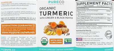 Organic Turmeric with Ginger & Black Pepper label