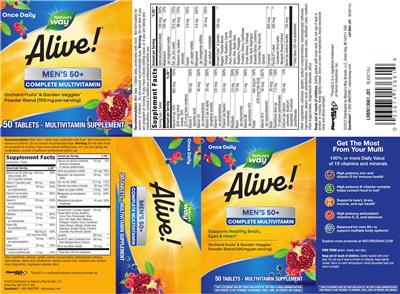Alive! Men's 50+ Complete Multivitamin label