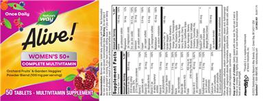 Alive! Women's 50+ Complete Multivitamin label