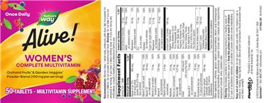 Alive! Women's Complete Multivitamin label