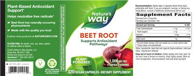 Beet Root 1,000 mg label