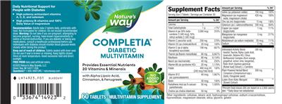 Completia Diabetic Multivitamin label