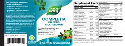 Completia Diabetic Multivitamin label
