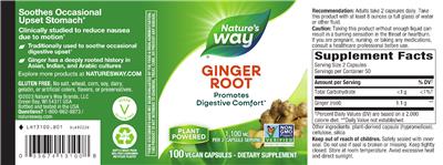 Ginger Root 1100 mg label