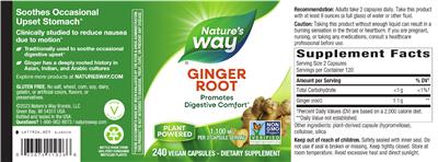 Ginger Root 1,100 mg label
