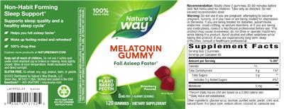 Melatonin Gummy 5 mg Strawberry Flavored label