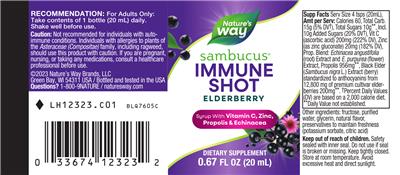 Sambucus Elderberry Immune Shot label