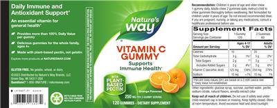 Vitamin C Gummies 250 mg Orange Flavored label