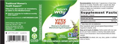 Vitex Fruit 400 mg label