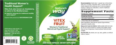 Vitex Fruit 400 mg label