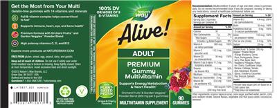 Alive! Adult Premium Gummies label