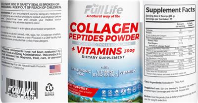 Collagen Peptides Powder 300g + Vitamins Unflavored label