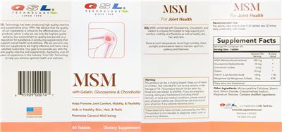 MSM with Gelatin, Glucosamine & Chondroitin label