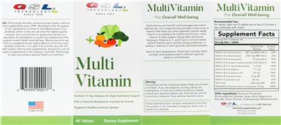 Multi Vitamin label