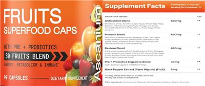 Fruits Superfood Caps label