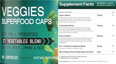 Veggies Superfood Caps label