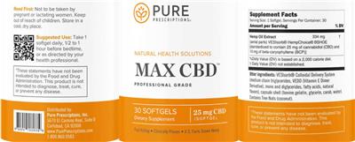 Max CBD 25 mg label
