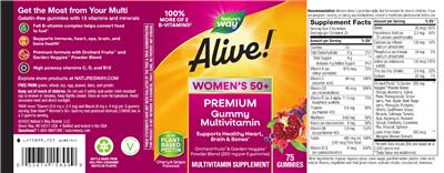 Alive! Women's 50+ Premium Gummy Multivitamin label