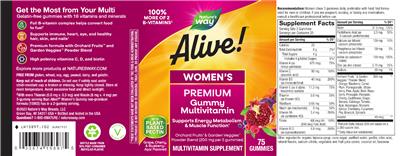 Alive! Women's Premium Gummy Multivitamin label