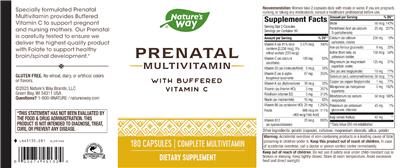 Prenatal Multivitamin label