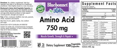 Amino Acid 750 mg label
