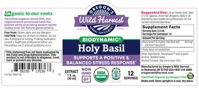 Biodynamic Holy Basil Extract label