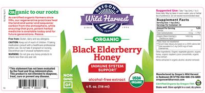 Black Elderberry Honey Alcohol-free Extract label