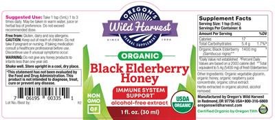 Black Elderberry Honey Alcohol-free Extract label
