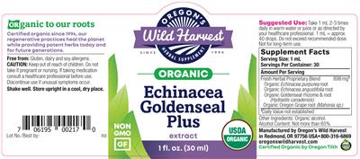 Echinacea Goldenseal Plus Extract label
