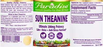 Sun Theanine 200 mg label