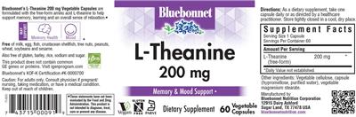 L-Theanine 200 mg label