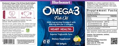 Omega-3 Fish Oil Heart Health Lemon Flavor label