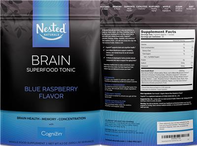 Brain Superfood Tonic Blue Raspberry Flavor label
