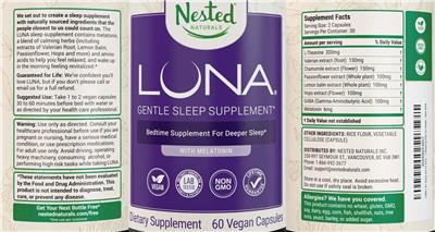 Luna Gentle Sleep Supplement label