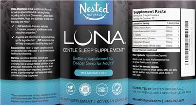 LUNA Melatonin Free label