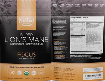 Super Lion's Mane Focus Natural Flavor label